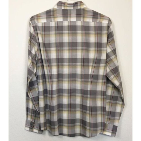 John Varvatos Modern Plaid Button-Down Shirt Cotton Long Sleeve Classic Size M - Picture 9 of 9